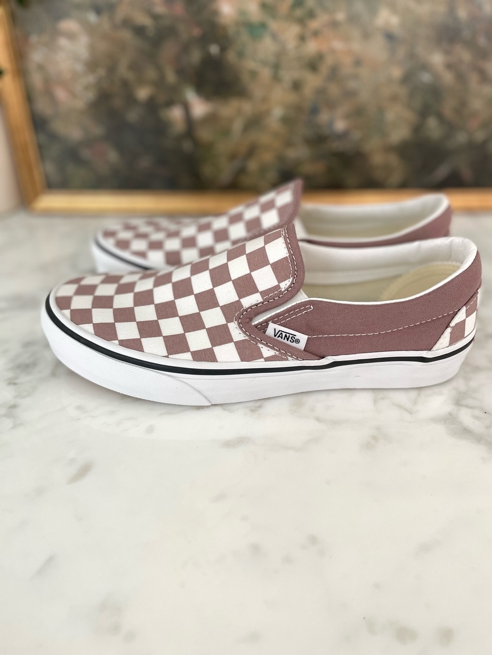 Vans Checkered Slip on Shoes Size 7.5 Dusty Rose Brown - Picture 4 of 7
